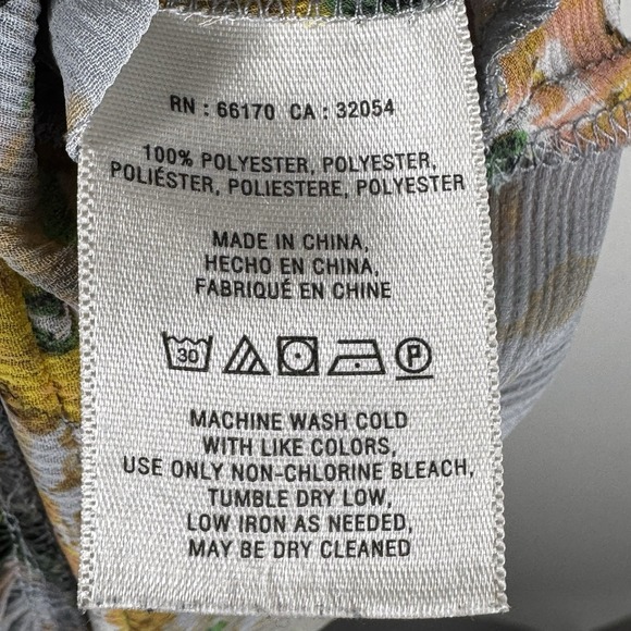 Anthro Maeve Magda Gray Floral Flowy Ruffle Sleeveless Tunic Top Small - Picture 7 of 7